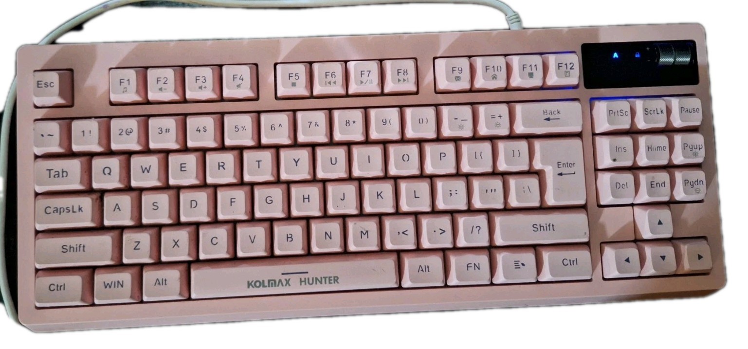 Kolmax Hunter K04 RGB 87-Key Mechanical Gaming Keyboard Pink USB Wired Tested 