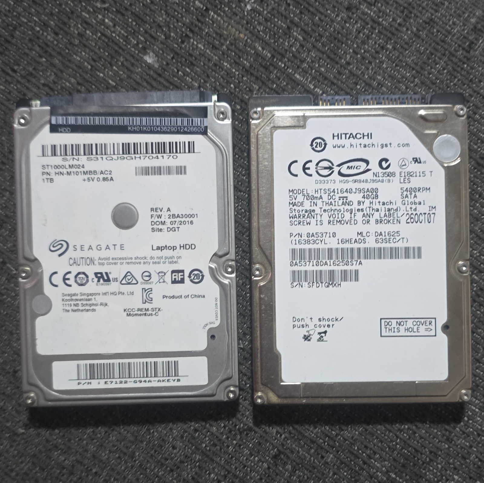 Seagate ST1000LM024 1TB + Hitachi HTS541640J9SA00 40GB 2.5in SATA FOR PARTS