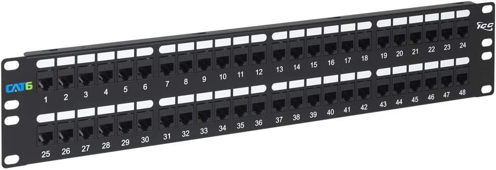 CAT6 Feed-Through Patch Panel with 48 Ports and 2 RMS