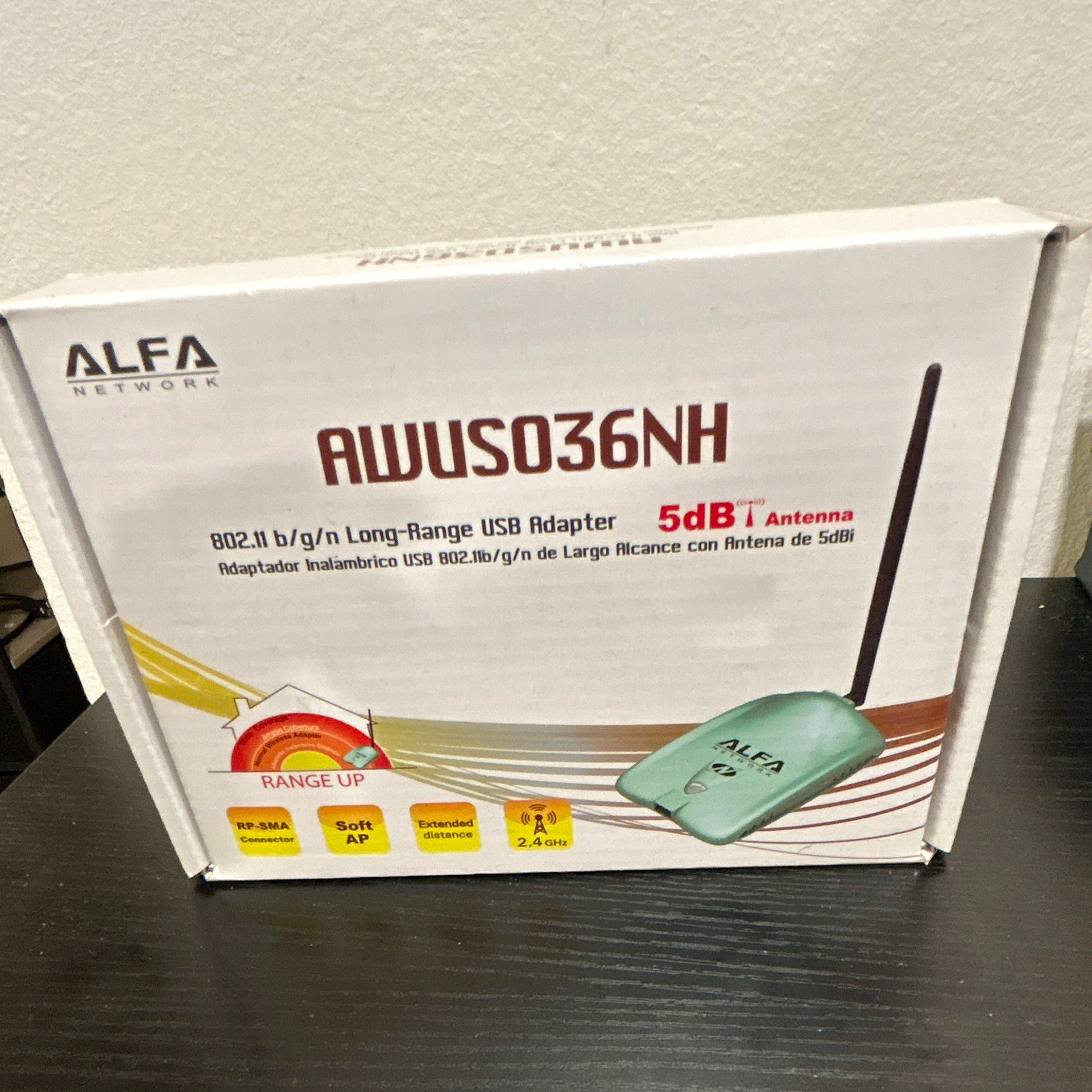 ALFA Network AWUS036NH Long Range USB 2.0 WiFi 802.11b/g/n 150Mbps 5dBi