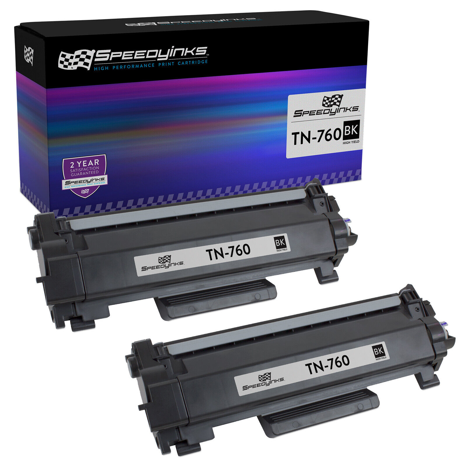 SPEEDYINKS 2PK Replacement for Brother TN760 TN-760 HY Black Toner Cartridges