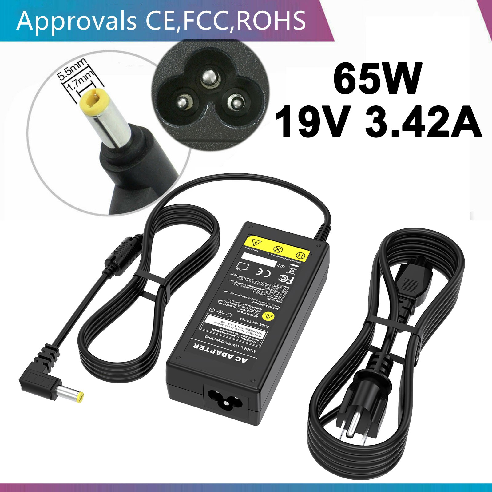 65W AC Adapter Charger For Acer-Aspire E5 E1 E15 E5-575 V5 N19C3 N16Q2 5733 New