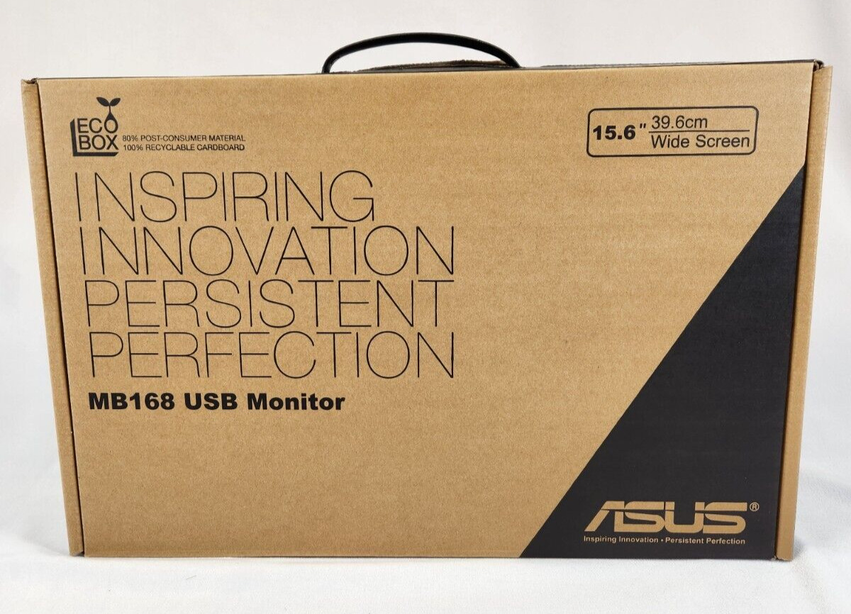 Asus MB168B Black Ultra Slim 15.6 Inch Widescreen USB Monitor LED WXGA LCD
