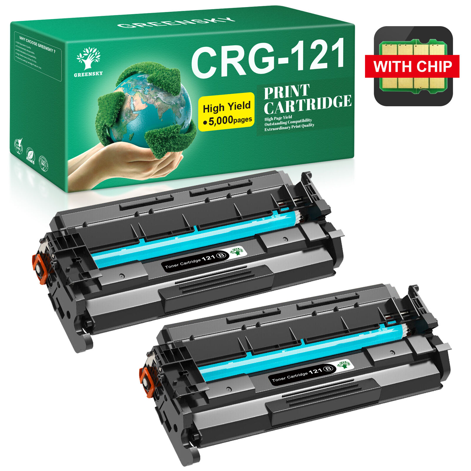 2-Pack Toner Cartridge replacement for Canon 121 Image CLASS D1650 3252C001