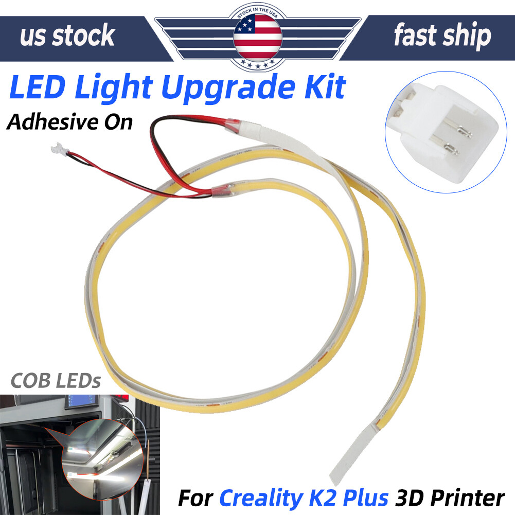 For Creality K2 Plus 3D Printer White LED Light Upgrade Kit with Plug Adhesive