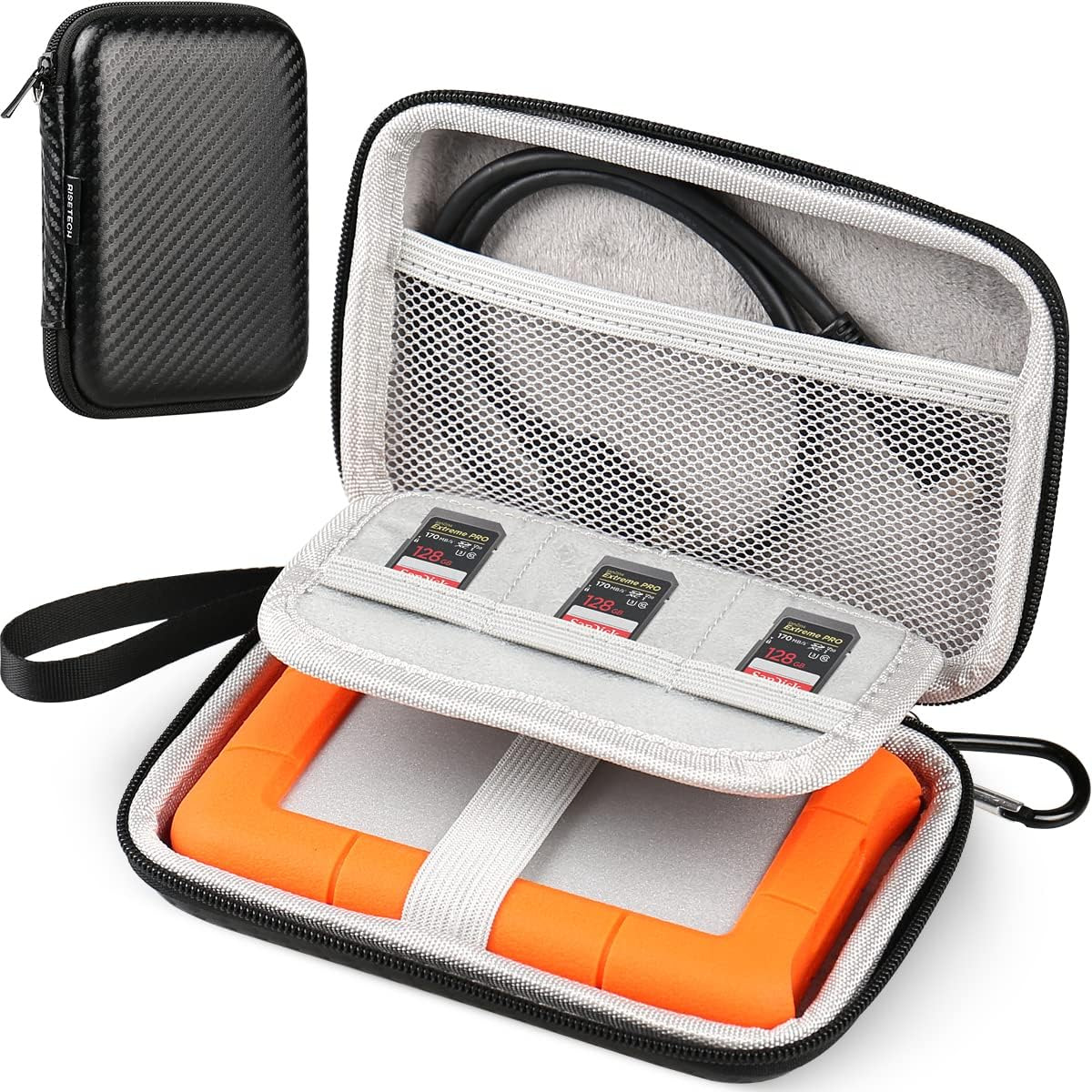 External Hard Drive Carrying Case for Lacie Rugged Mini, Rugged USB-C, WD My Pas