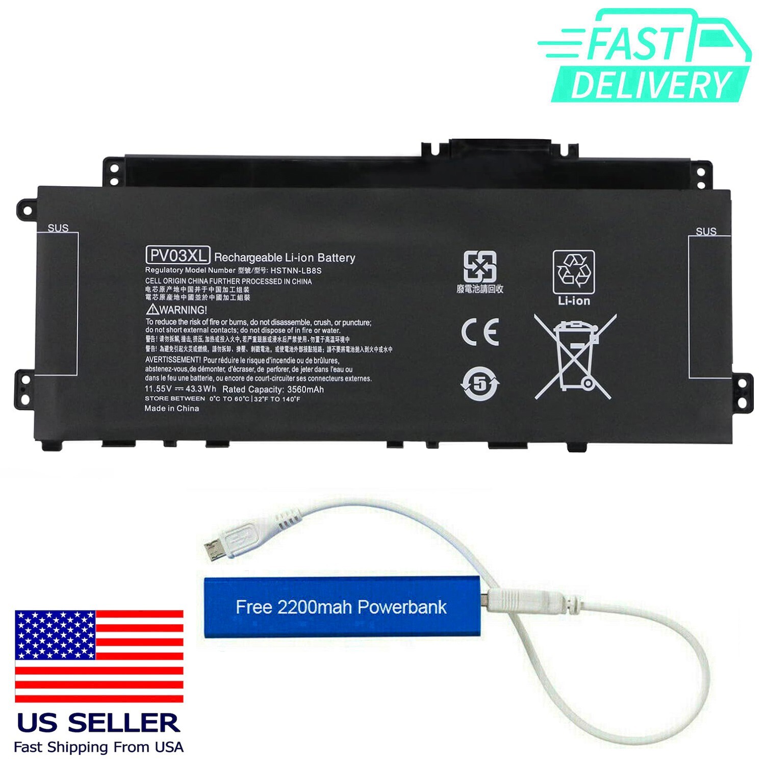 PV03XL L83393-006 REPLACEMENT BATT FOR PAVILION X360 14-DW 43.3WH L83388-421