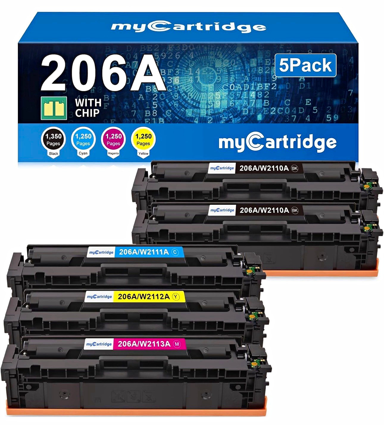 myCartridge 206A Compatible Toner 5 Pack W2110A-13A BK/C/Y/M for HP M283/M255
