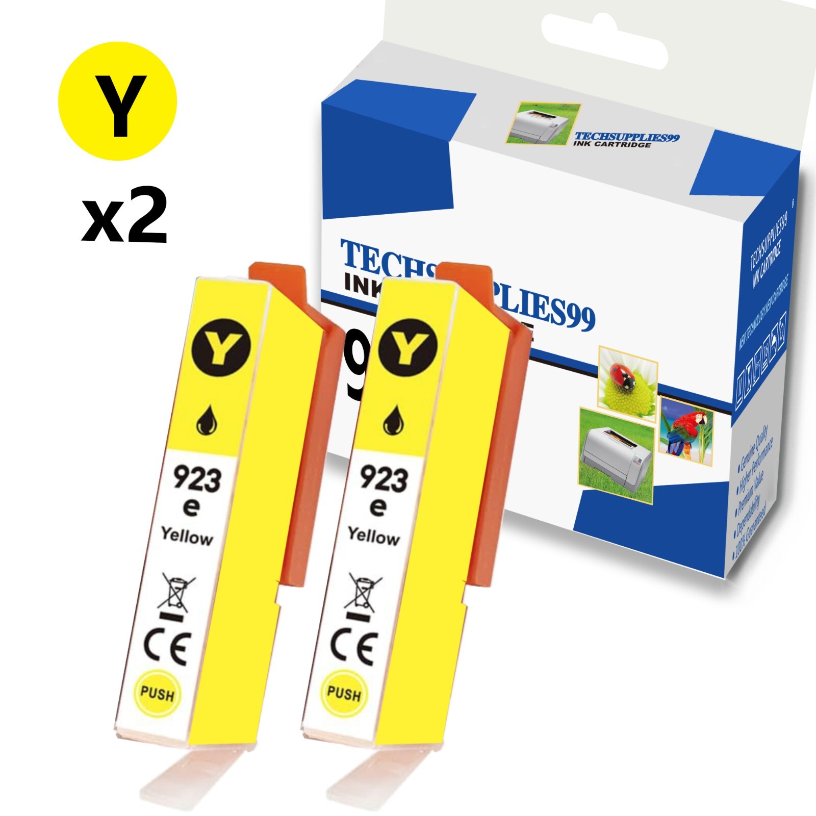 2PK Yellow Compatible HP 923e Ink Cartridge 923 for Office Jet Pro 8130 8130e