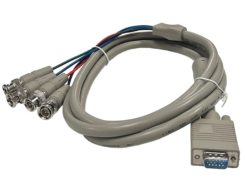 High-Quality 6 FT RGBS To VGA - 4BNC To D-sub 15-Pin VGA Breakout Combiner Cable