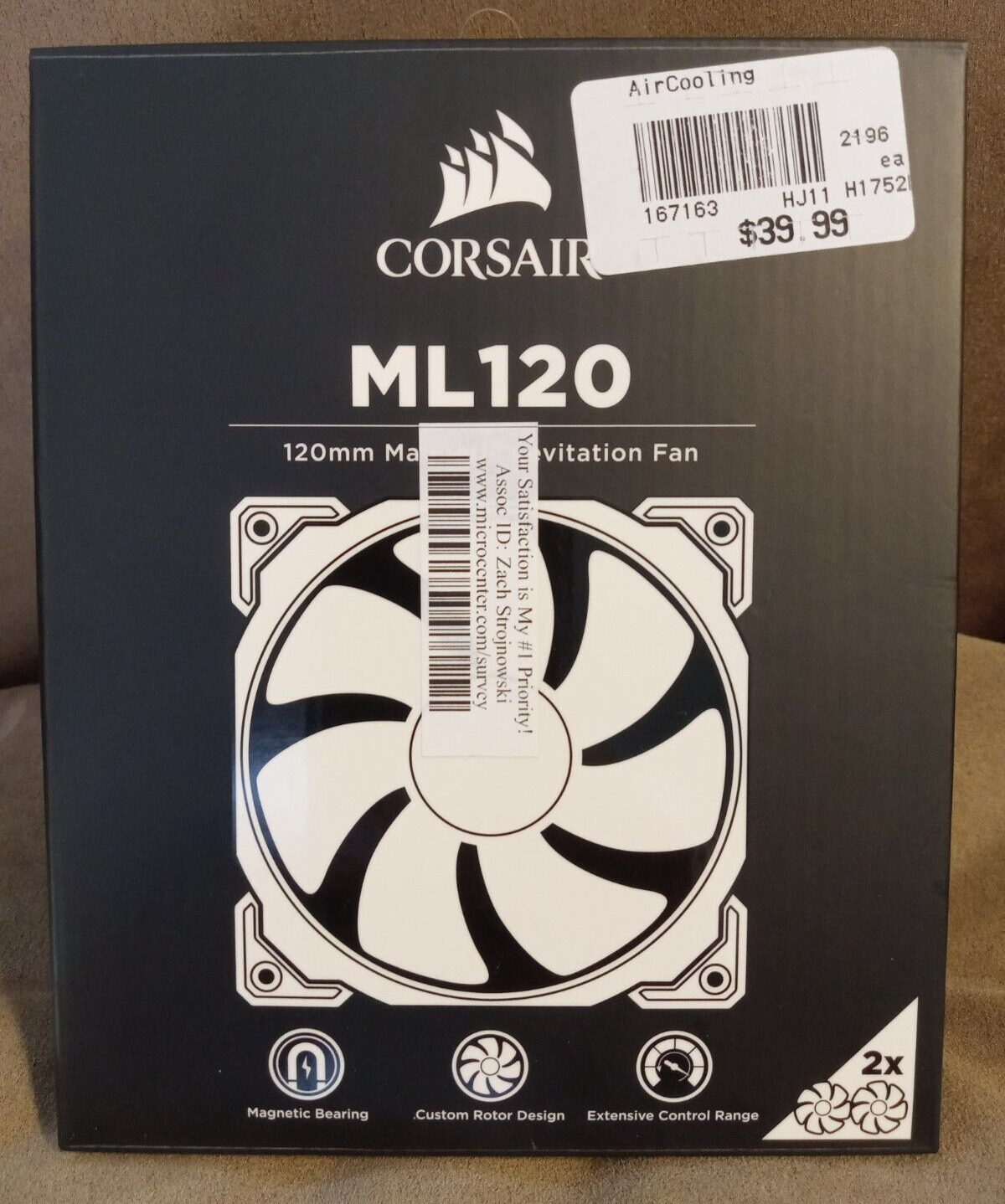 Corsair ML120 Magnetic Levitation 120mm Case Fan  TWIN Pack 4 Pin NEW open box
