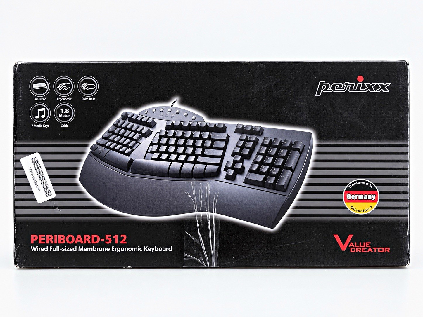 Perixx PERIBOARD-512 Ergonomic Wired USB Keyboard w/ Palm Rest & Multimedia Keys