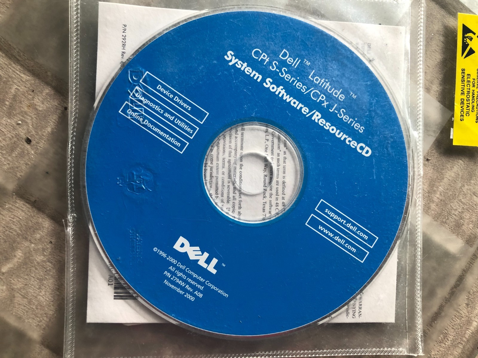 Dell Latitude CPt S-Series/CPx J-Series Systems Software/ResourceCD