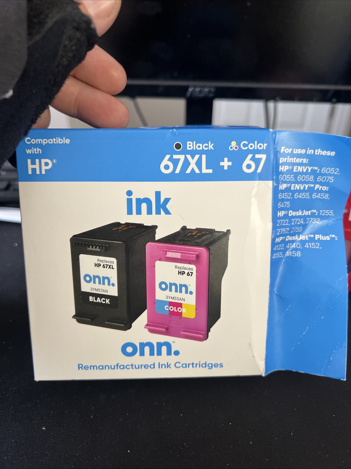 Onn. 2-Pack Ink Cartridge HP 67XL & 67 Black & Tri-Color( 1 Box)