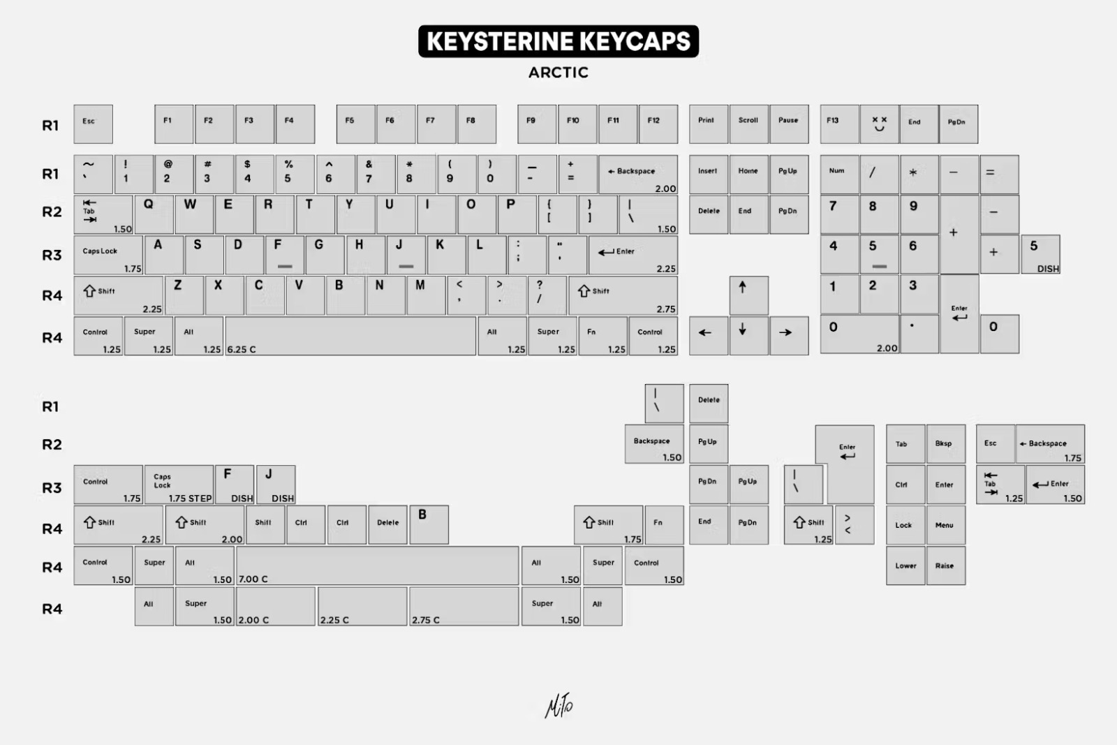 Drop+ Mito Keysterine R2 Keycap Set Arctic