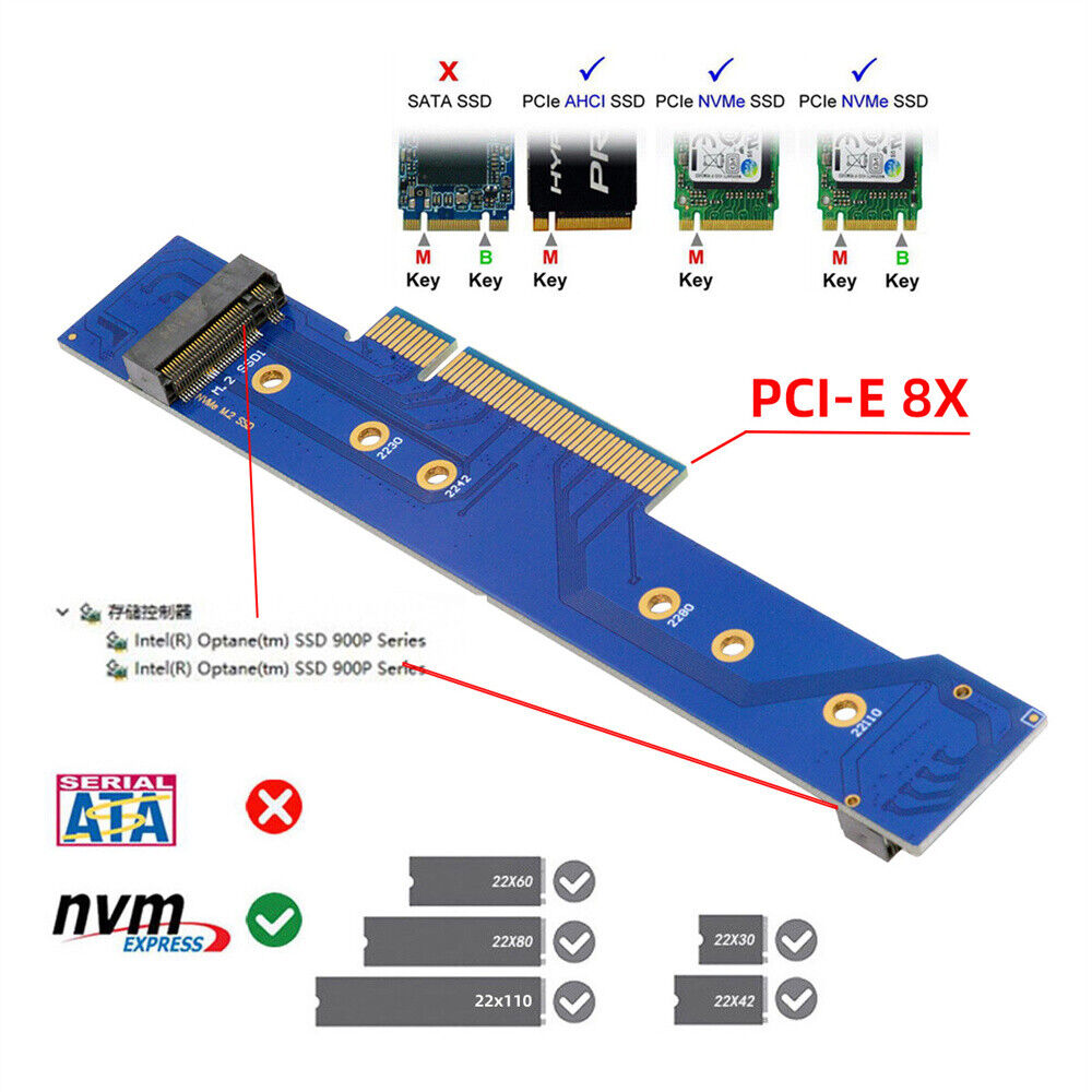 Dual M.2 NVME/AHCI SSD to PCIe3.0/4.0 X8 PCI Express Gen4 Expansion Card Adapter