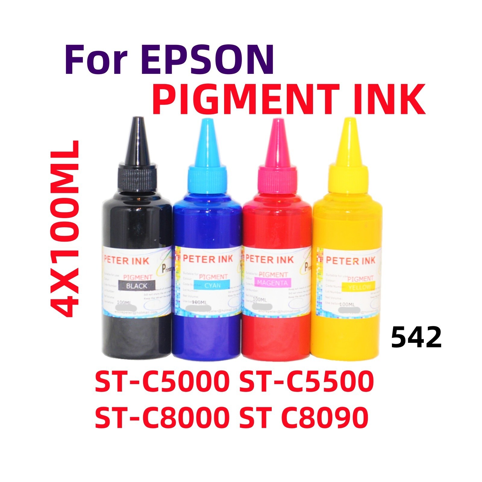 4X100ML Premium Pigment refill 542 ink Workforce Pro ST C5000 C5500 C8000 C8090