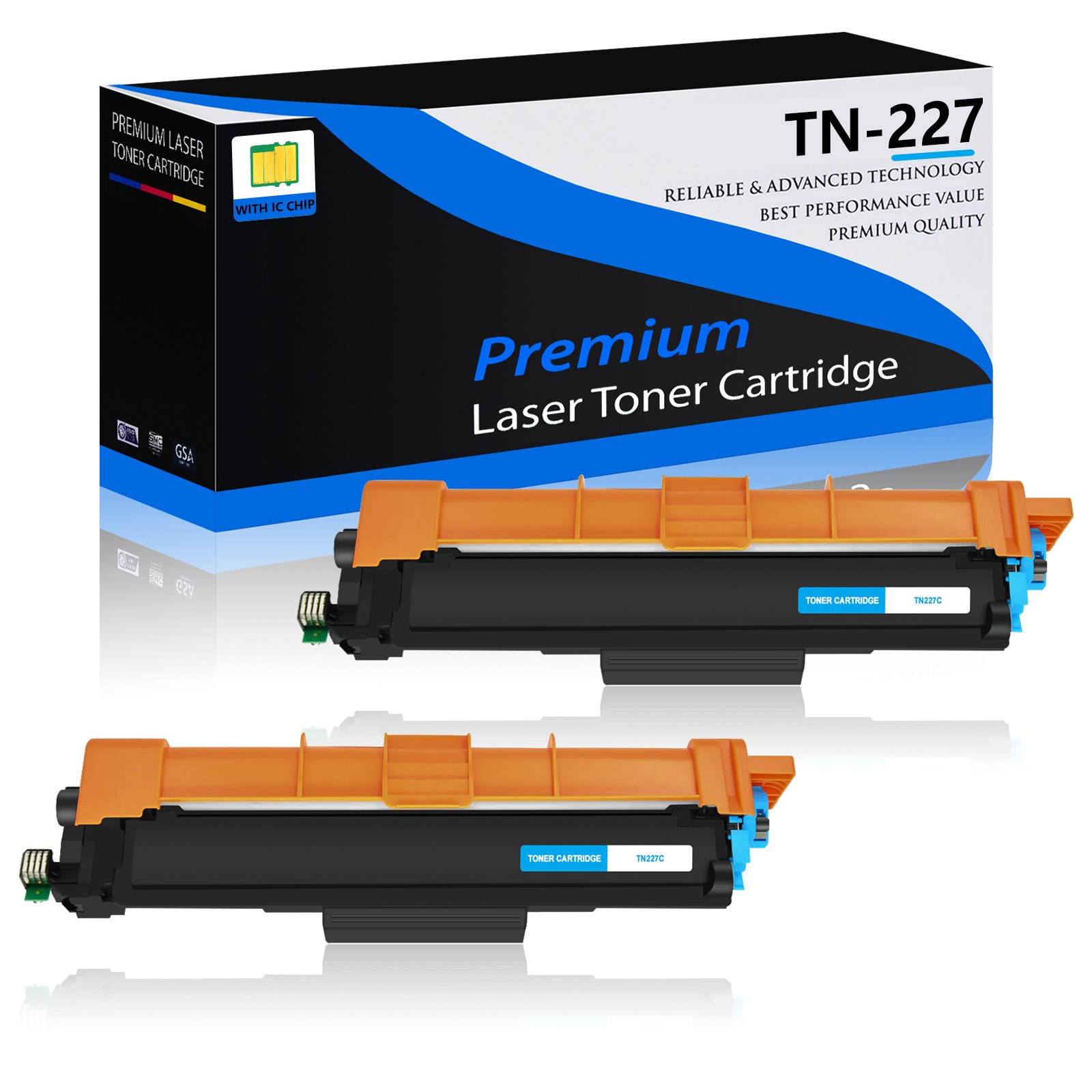 2 PK TN227 Cyan Toner Cartridge For Brother MFC-3750CDW L3770CDW 3710CDW W/Chip