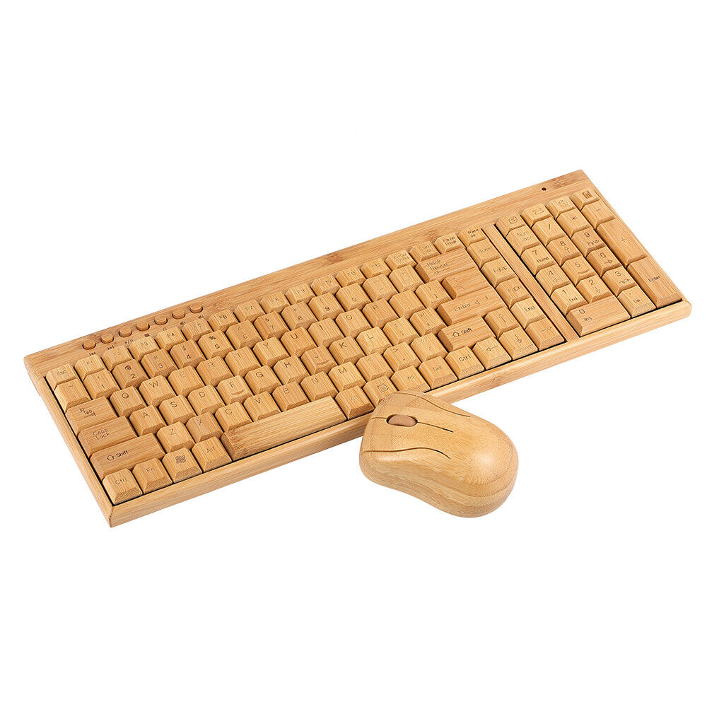 KG-201-94  Bamboo Keyboard  Combo Handcrafted Natural Wooden Q4B0