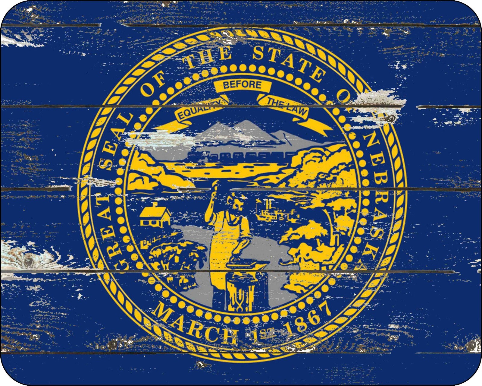State Flag Of Nebraska Mousepad 7 x 9  Distressed Art Photo mouse pad