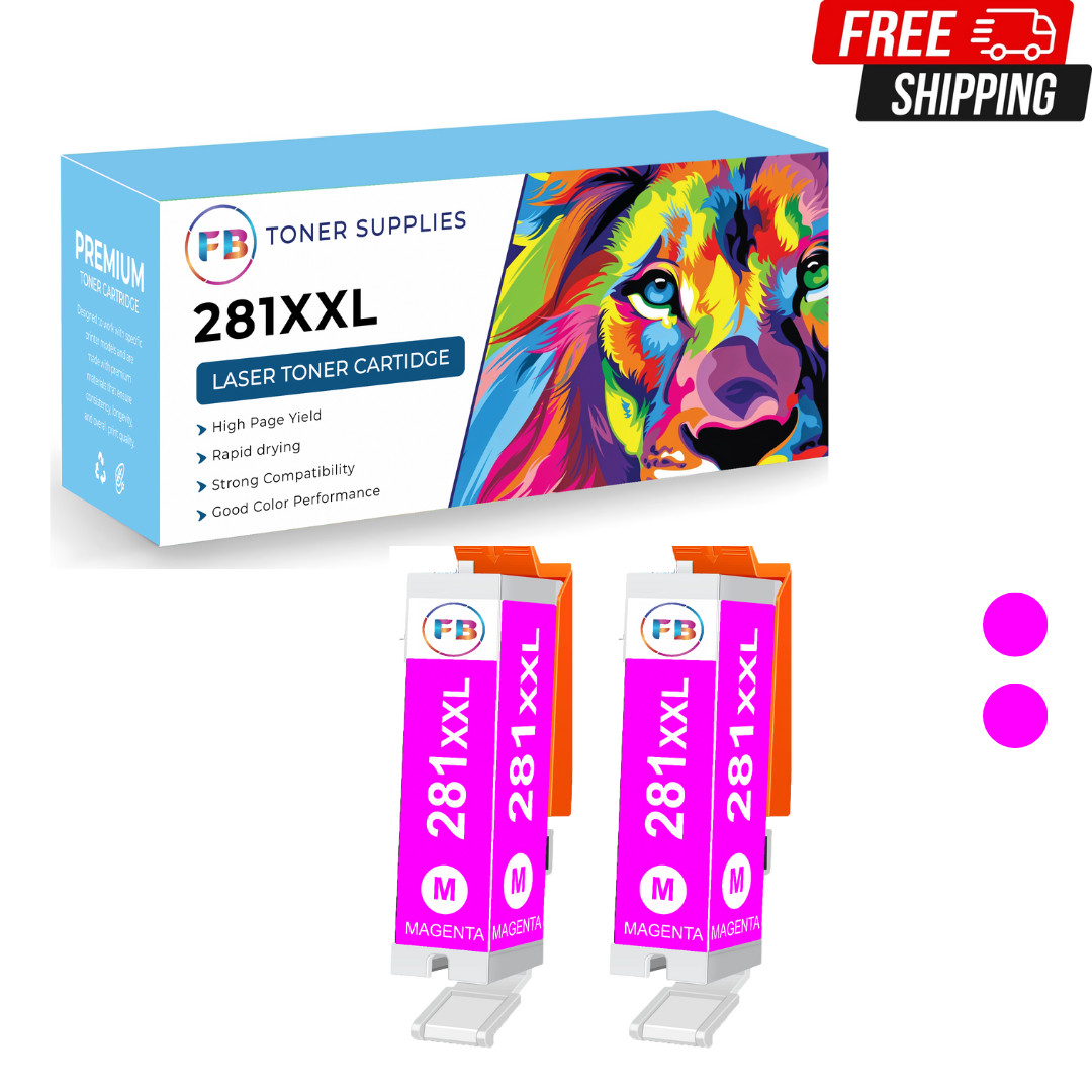 2x Magenta PGI-280XXL CLI-281XXL Ink Cartridges for Canon PIXMA TS6120 TS6220 TS