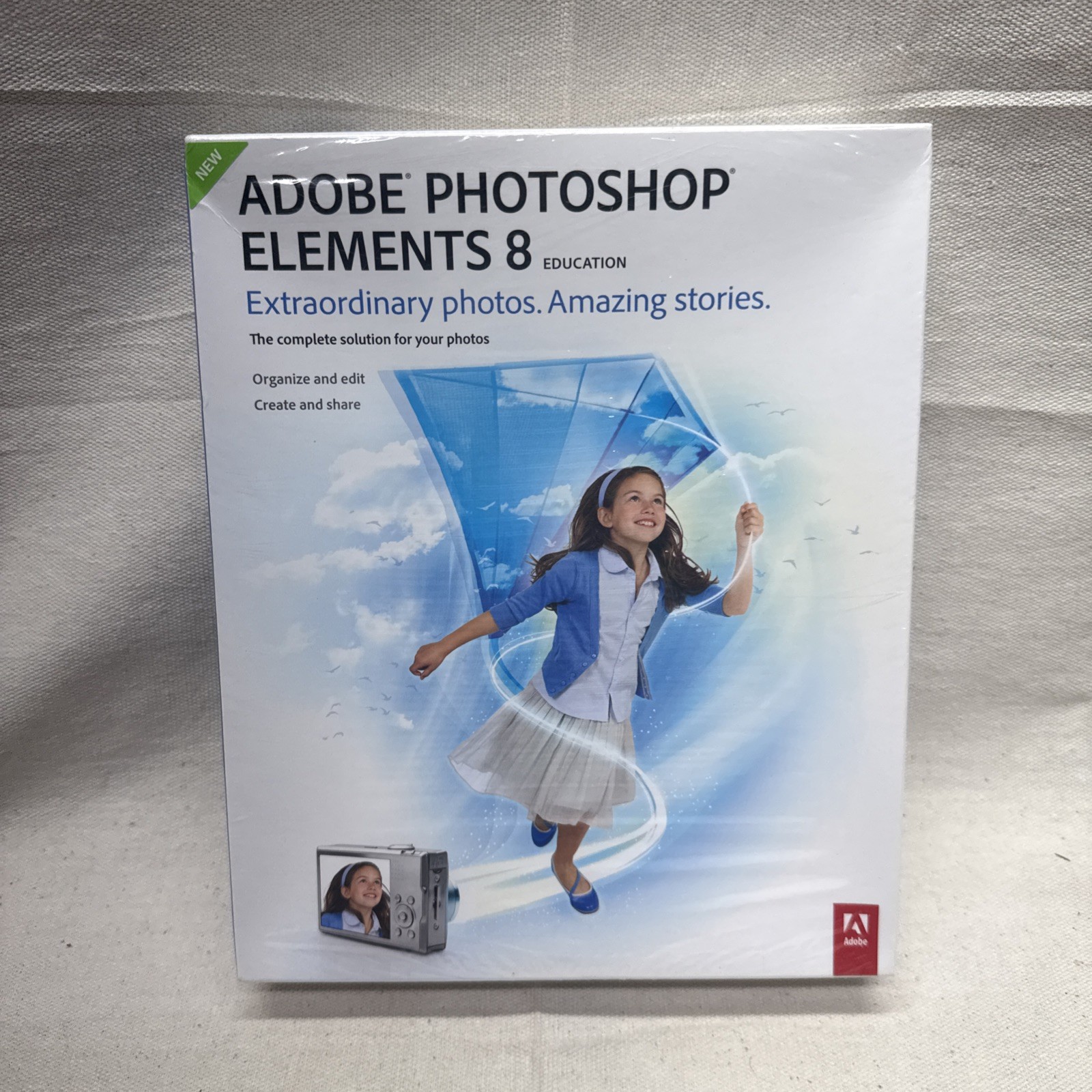 Adobe Photoshop Elements 8 (for PC, DVD, 2009) Computer Software NEW Sealed 
