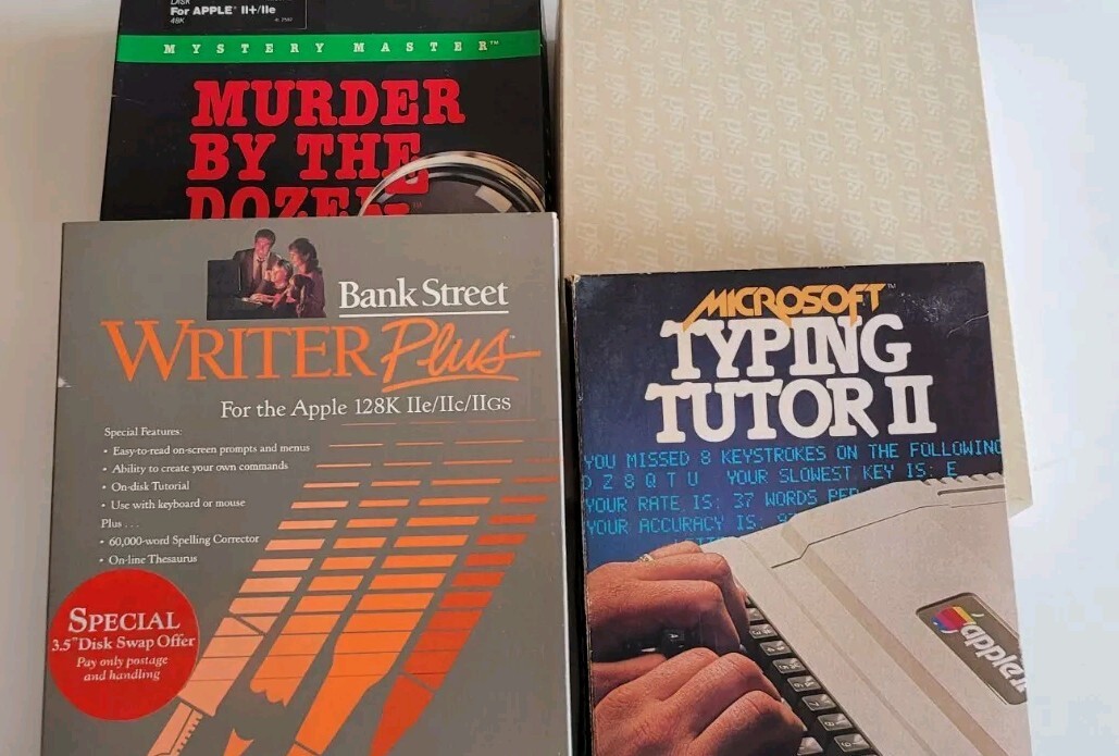 Mystery Master Murder by the Dozen PFS Write Writer Plus Typing Tutor Apple II 