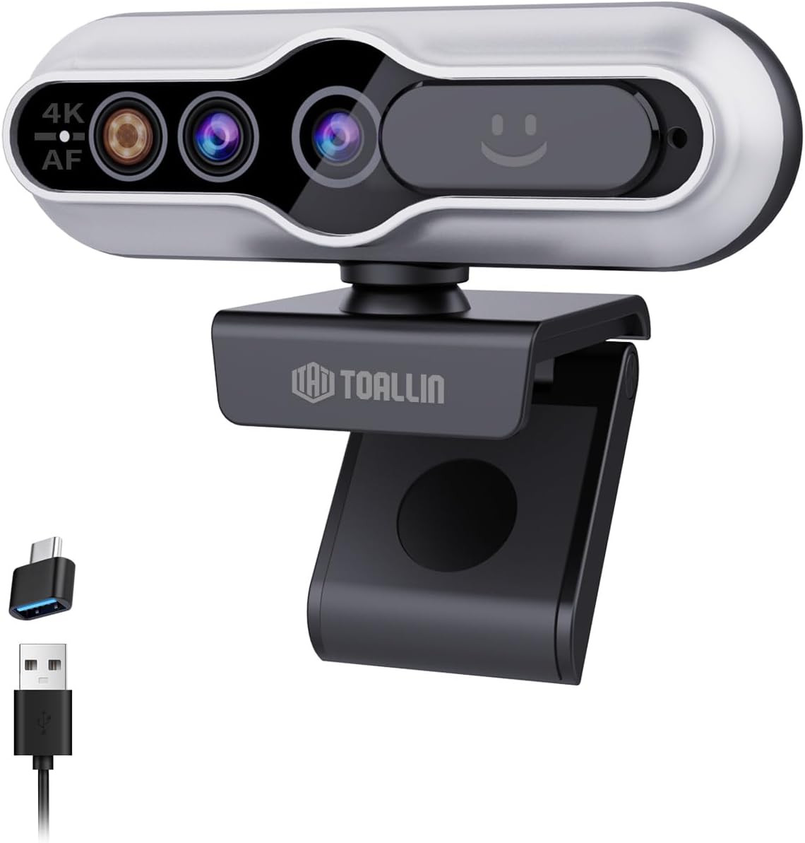 4K Webcam for PC, Windows Hello Compatible, IR Facial Recognition