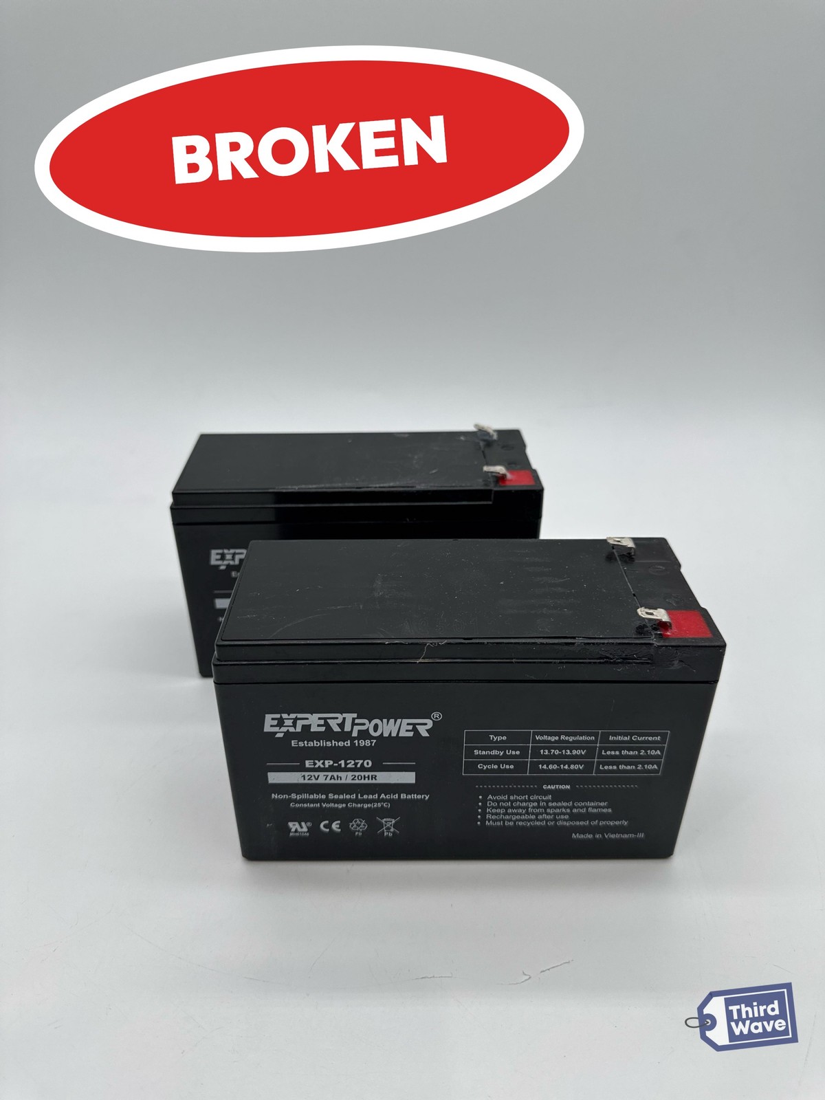 (BROKEN) ExpertPower 12V 7Ah SLA Rechargeable Battery Pack of 2 F1 EXP1270