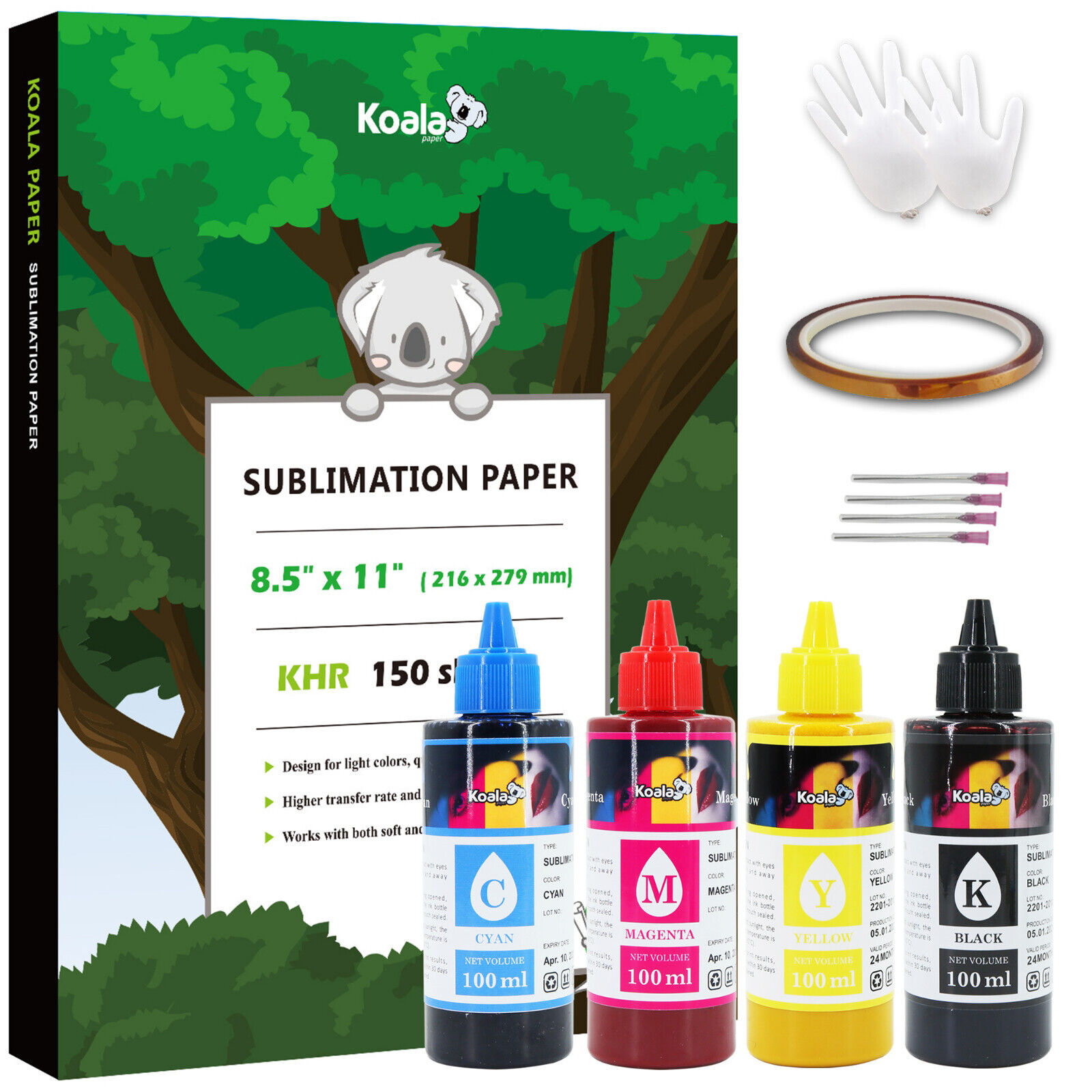 Bundle 150 PK Koala Sublimation Paper 8.5x11 + 400ML Sublimation Ink Universal