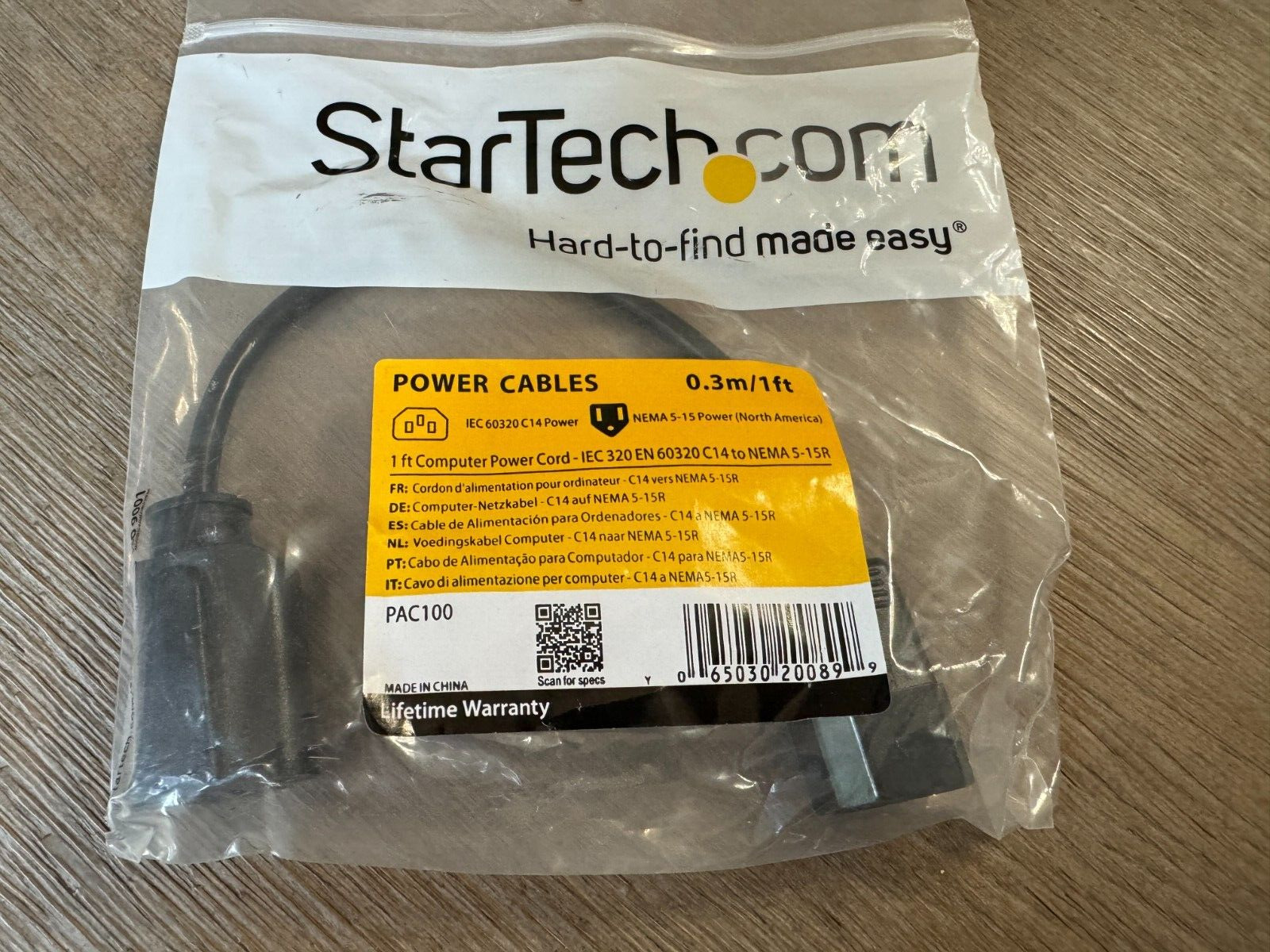 StarTech.com Power Cables 0.3m/1 ft