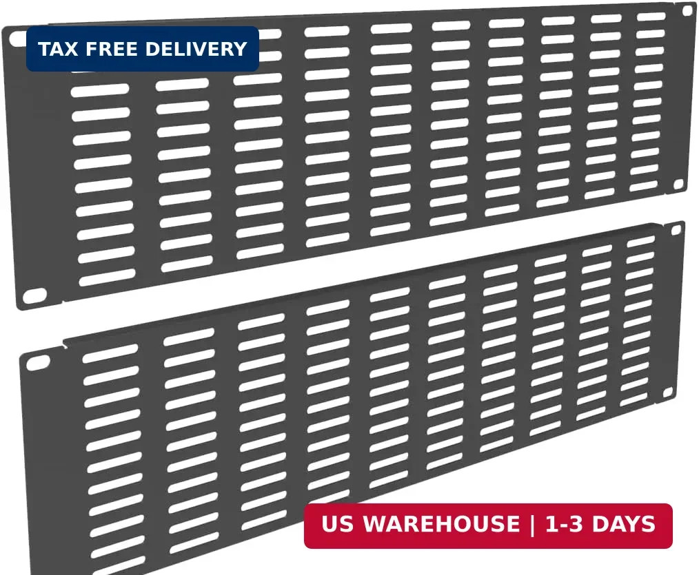 2 Pack of 3U Vented Blank Panel - Metal Rack Mount Filler Panel