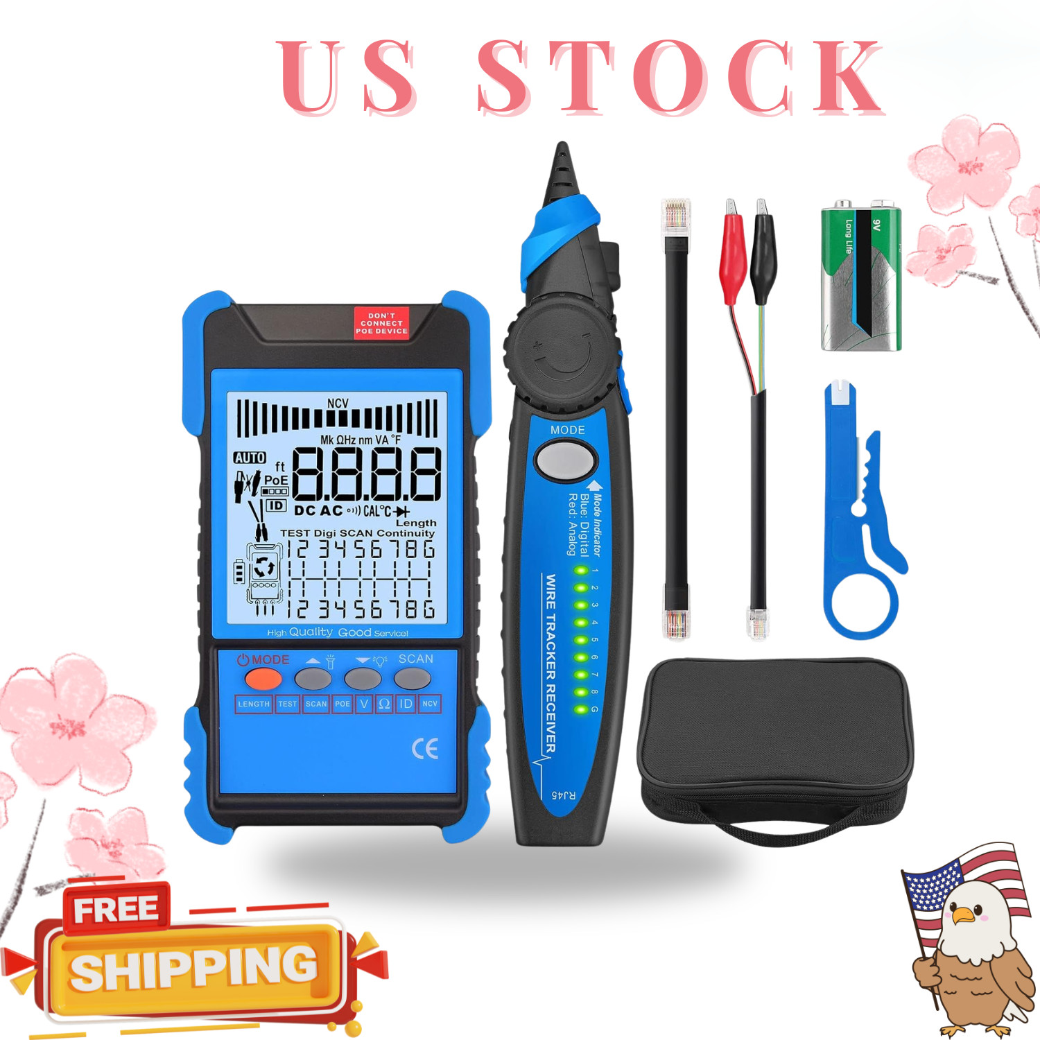 NEW Network Cable Tester NCV PoE Ethernet CAT5 CAT6 CAT7 CAT8 Wire Tracker