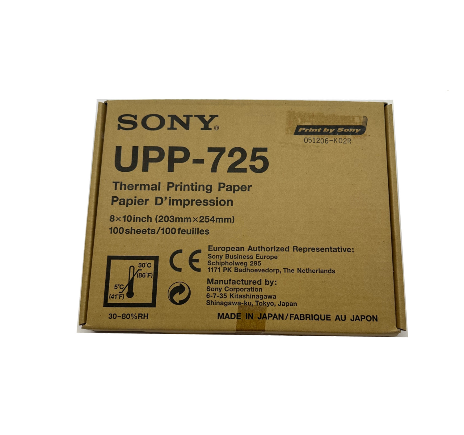 Genuine SONY UPP-725 Thermal Printer Paper, 8 x 10 Sheets, 100 Count