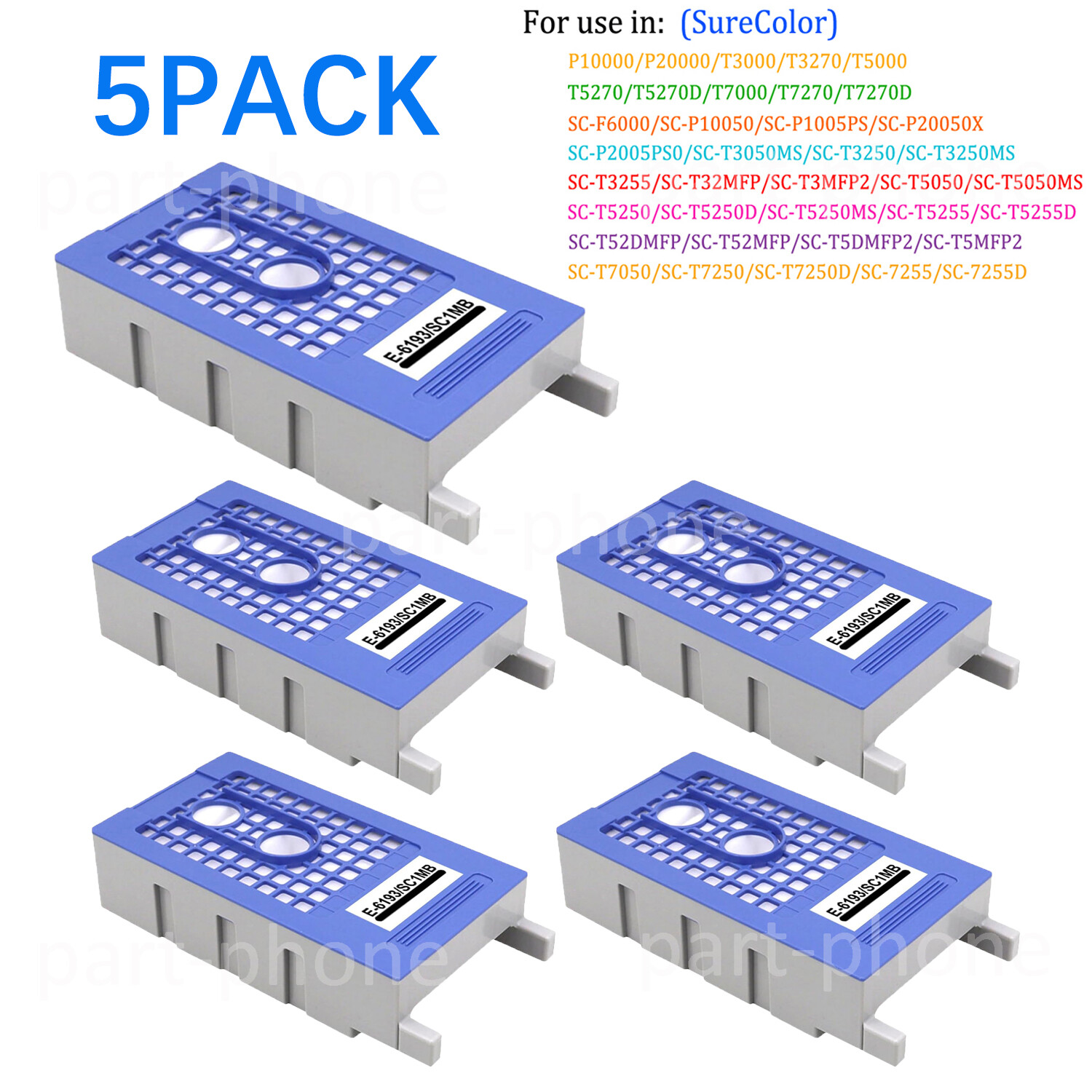 5x Epson T6193 maintenance box T619300 SureColor T3200 T3200 PS