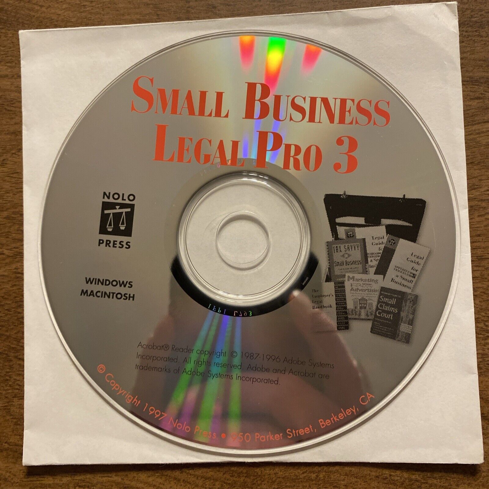 Small Business Legal Pro 3 Compact Disc CD 1997 Windows & Mac PCs Nolo Press VTG