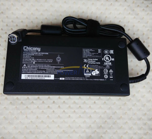 Original 4PIN Chicony Power Adapter A12-230P1A 19.5V 11.8A For MSI GT76 GT73VR