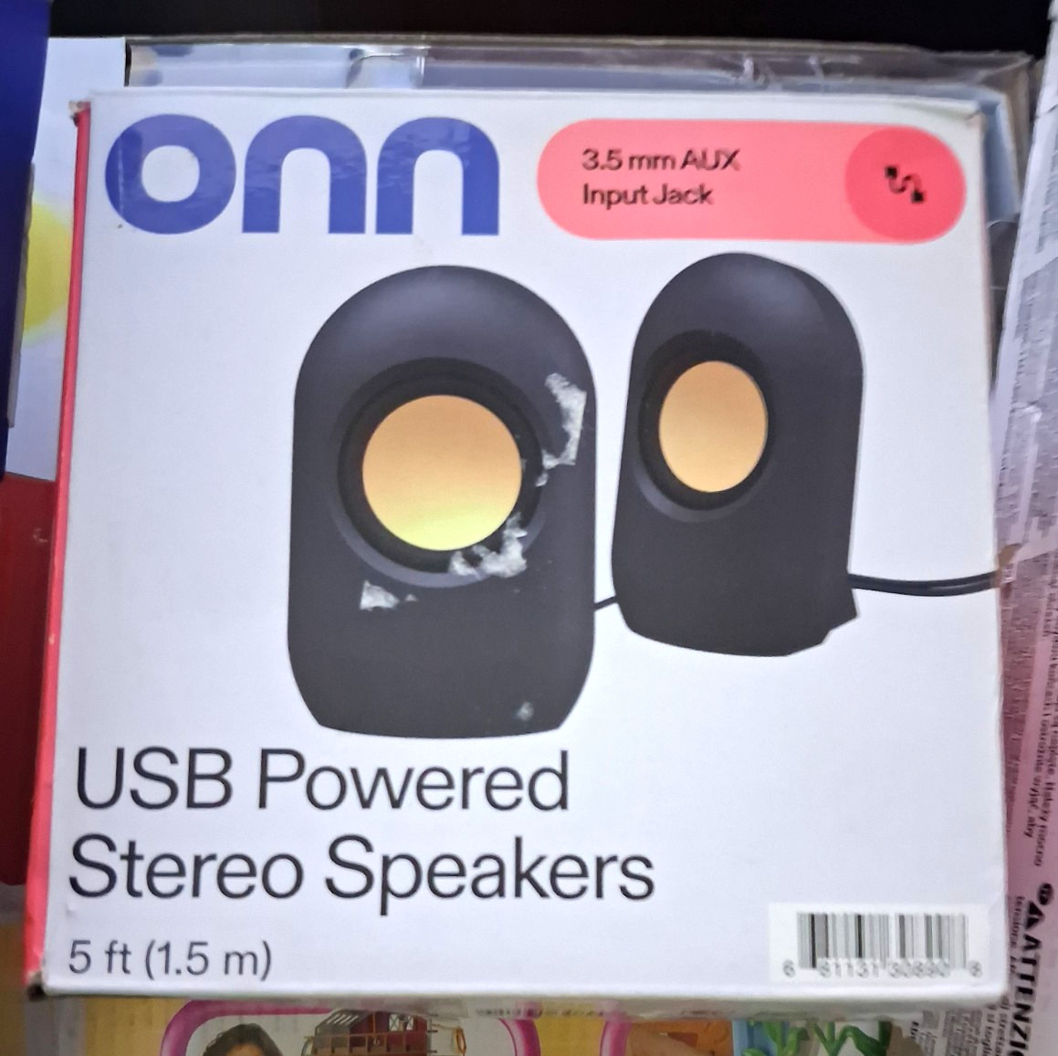 onn 2.0 Wired USB Computer Speakers w/ 3.5mm Aux Input, Black