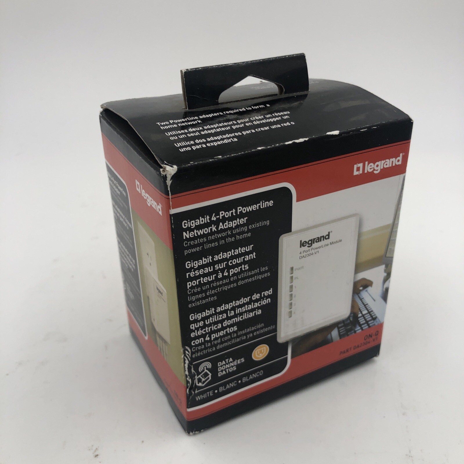 Legrand On-Q DA2304-V1 Gigabit 4-Port Powerline Network Adapter NEW