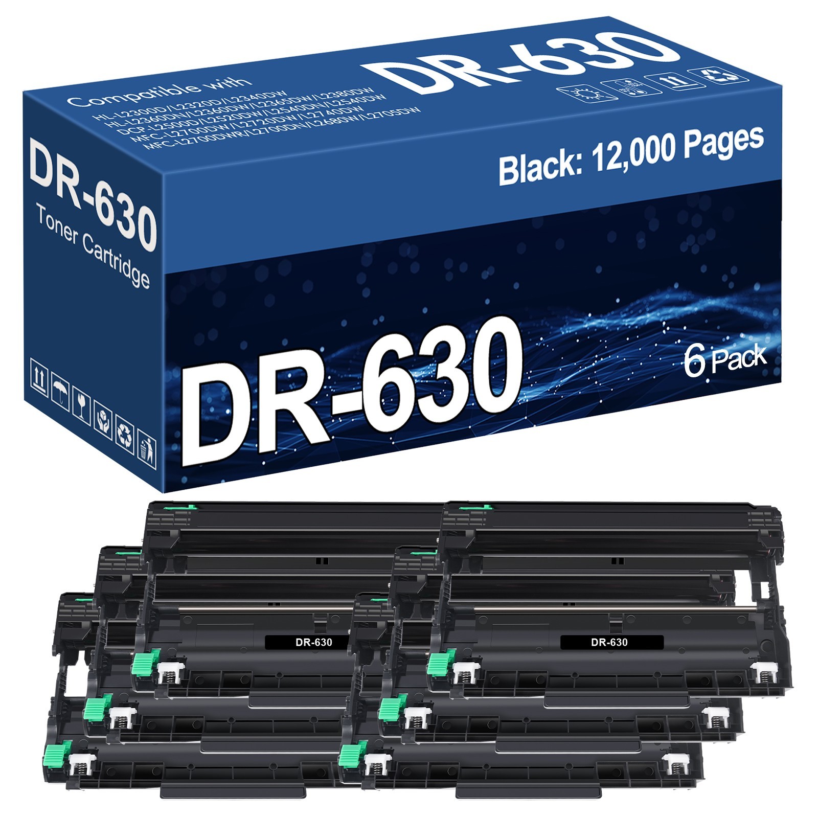 8Pack DR630 DR-630 Black Drum For Brother MFC-2720 2740 HL-L2380DW 2360 2320