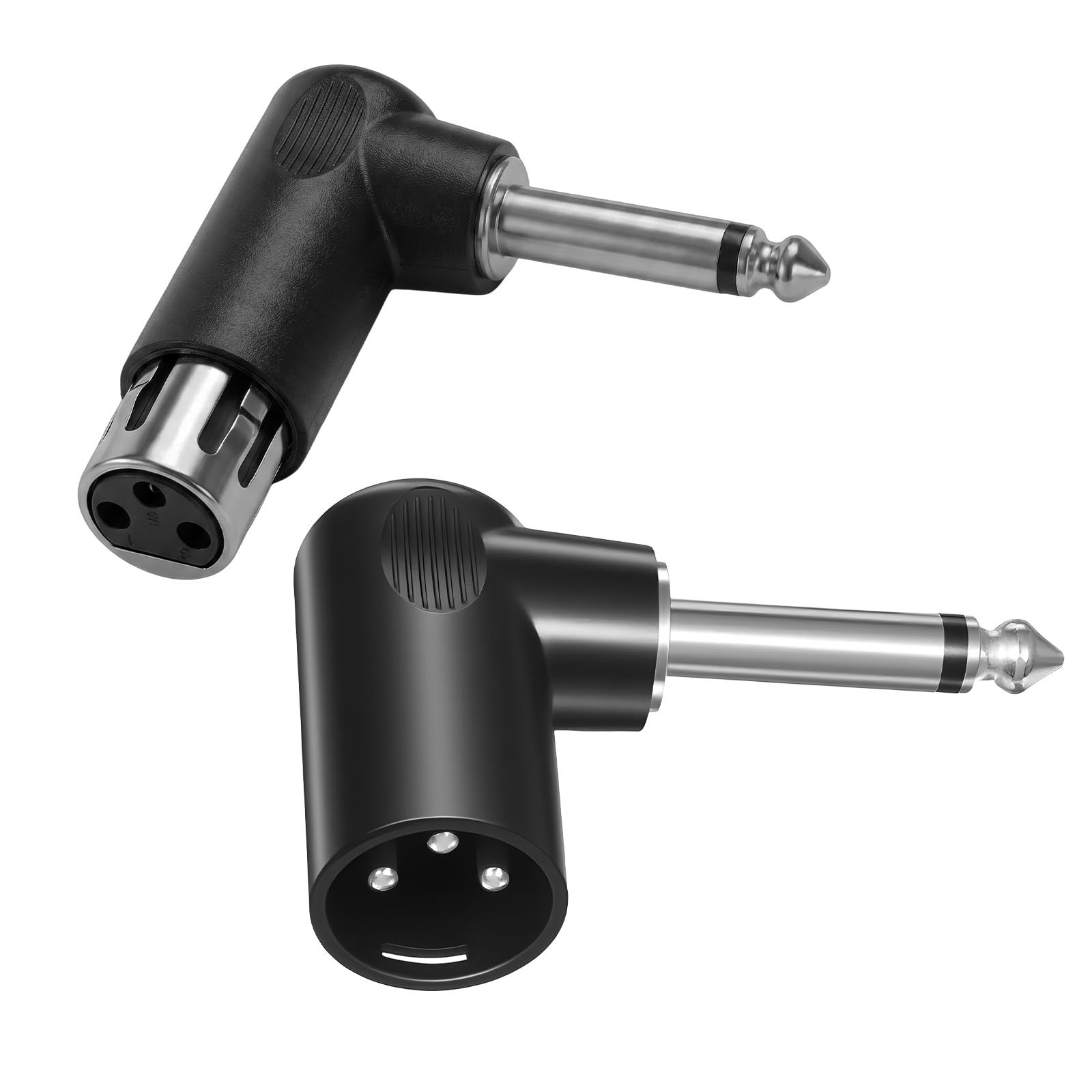 Right Angle Adapter Male to TS 1/4", 2 Pack Adjustable XLR 90 Degree Adapter Plu