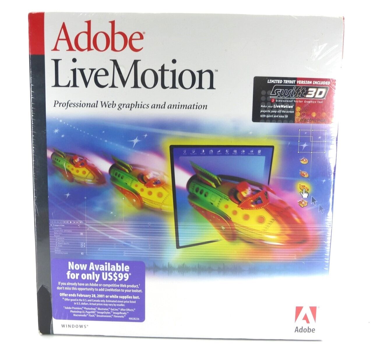 Adobe LiveMotion Professional Web Graphics & Animation (1999) NIB