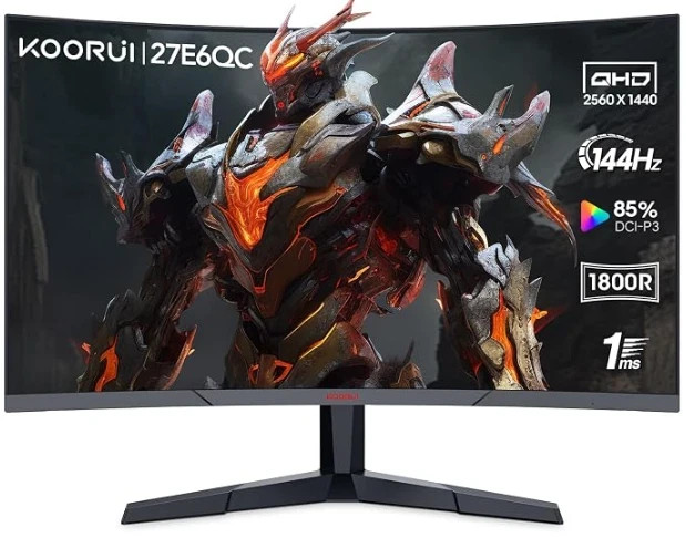 BROKEN KOORUI 27" Curved Gaming Monitor 1440p QHD 144Hz 1ms VA AdaptiveSync