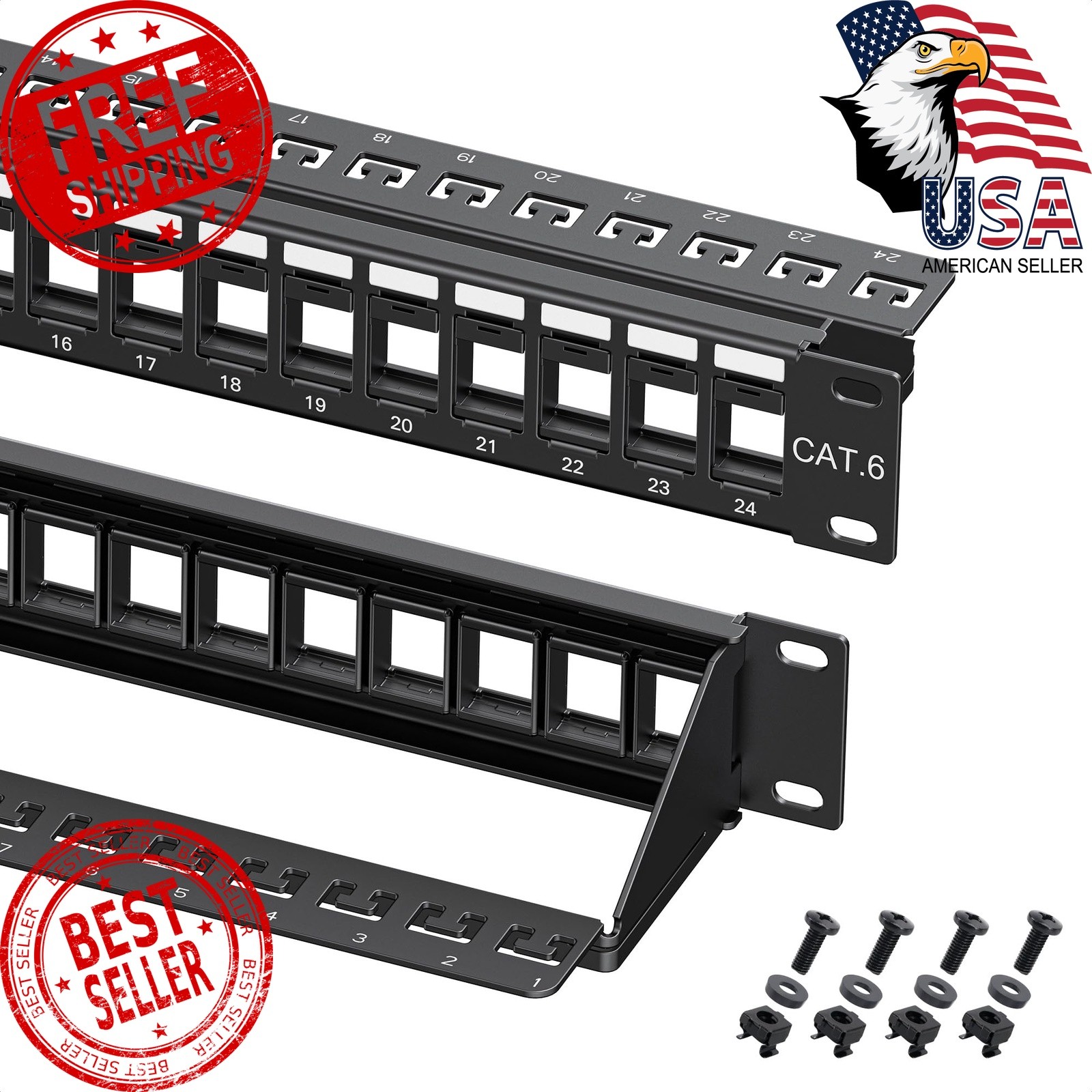 Cable Matters 1U 24 Port Keystone Patch Panel with Cable Management | With Su...