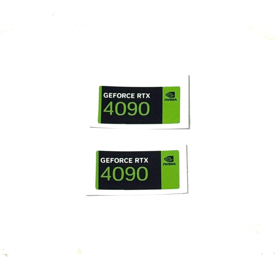 2 pcs fits NVIDIA GEFORCE RTX 4090 Sticker  Label Decal Case Badge 24mm x 12mm