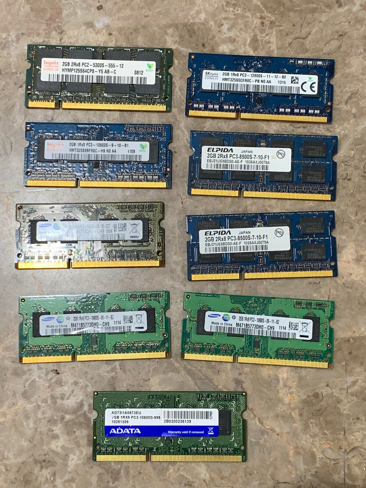Samsung 8GB 1Rx8 PC3 Laptop RAM Memory 1 GB 1RX8 Adata Hynix 16GB Lot of 9 17gb