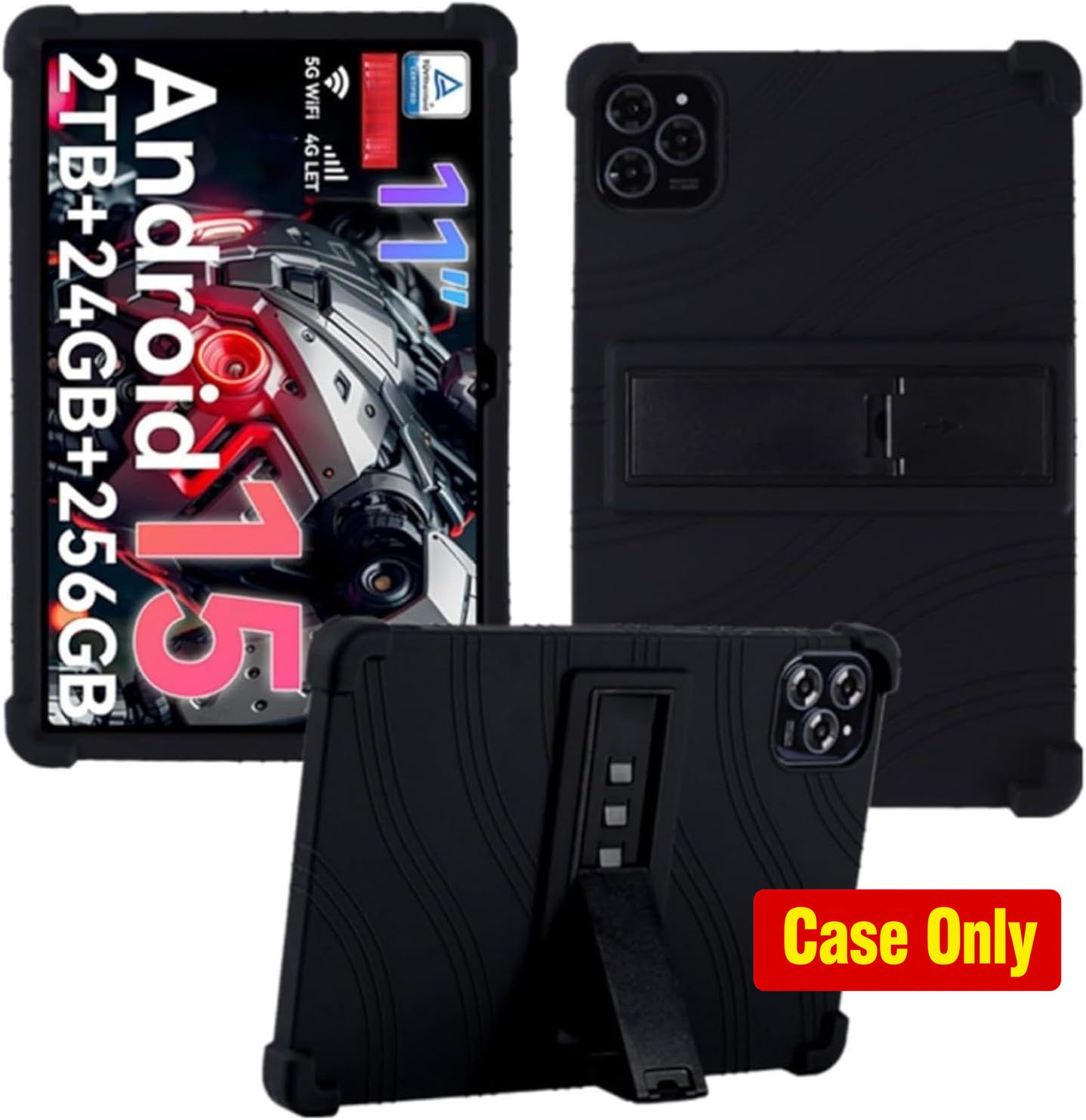 Case for TABWEE T50 11 Inch Tablet, Soft Silicone Cover with Adjustable Stand