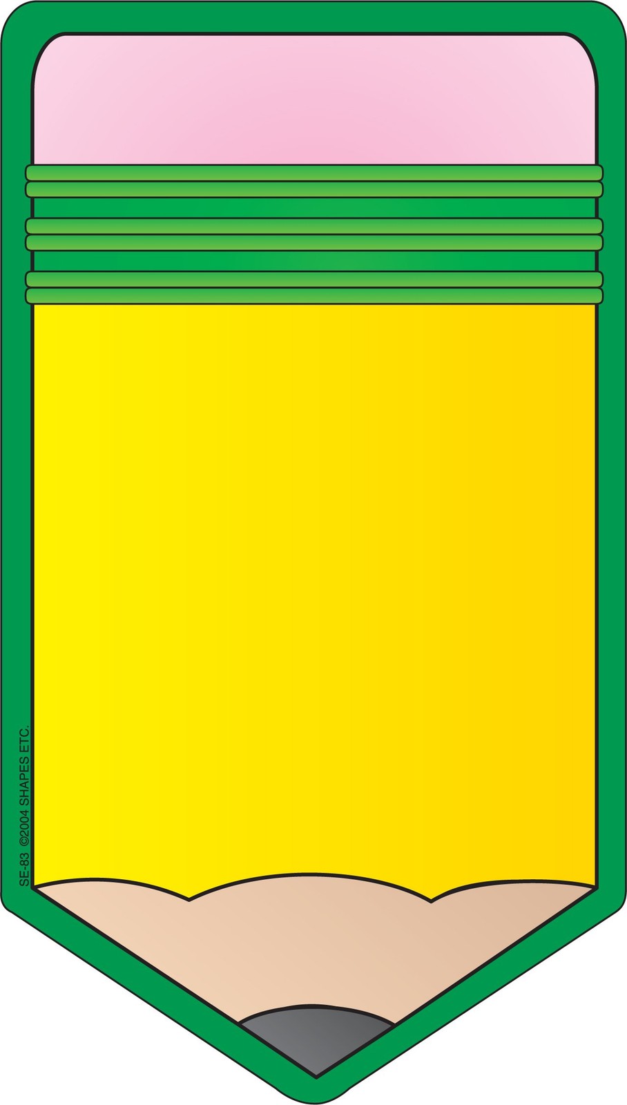 SHAPES ETC. 50 Sheets Pencil Large Notepad 5in x 7in Size Back Yellow, Green
