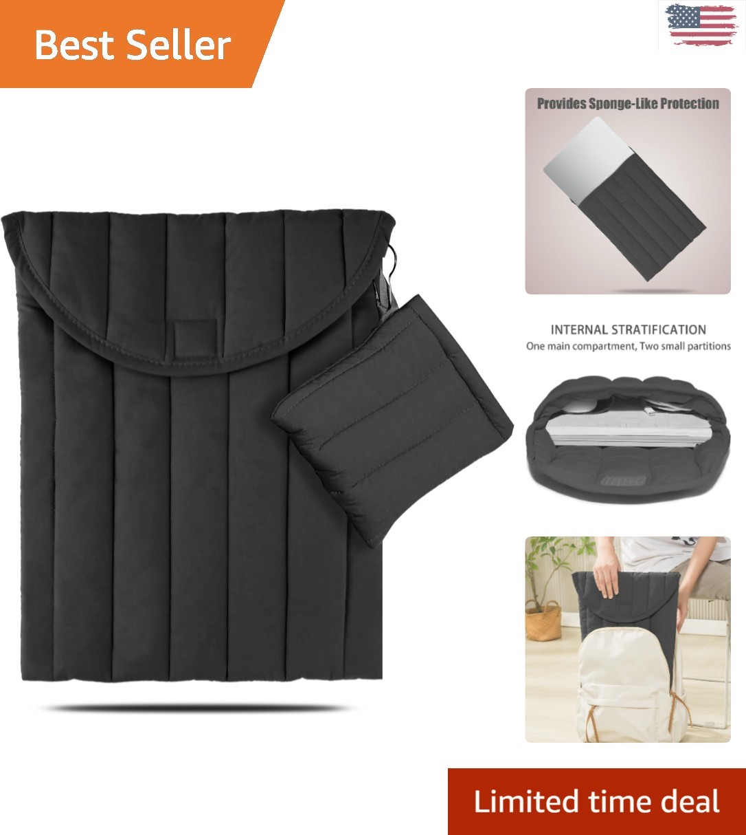Puffy Cotton Laptop Sleeve Set 13-14 Inch: Sleek & Protective Carrying Case