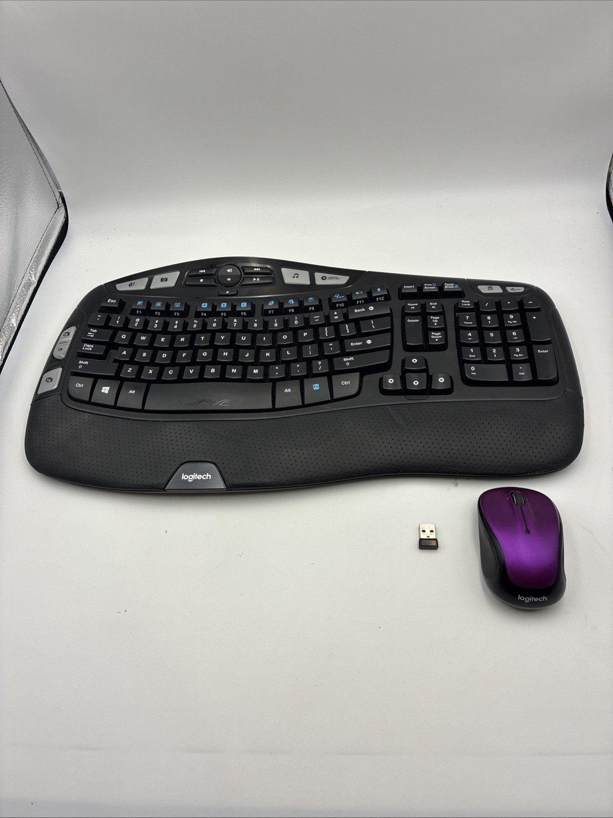 Logitech K350 Wireless Wave Keyboard Logitech M325 Mouse Purple With Dongle
